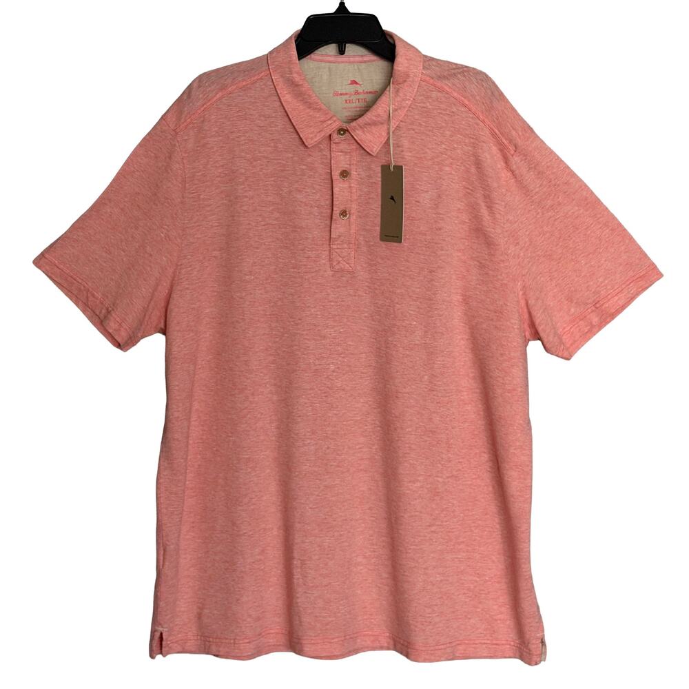 Tommy Bahama Shirt Men's XXL "Laurito Beach Polo" Dubarry Coral Heather NWT
